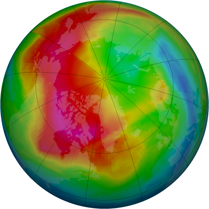 Arctic ozone map for 09 February 1990